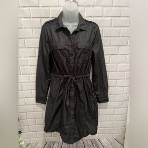 GAP Dark Cotton Drawstring Waist short sleeve Shirtdress with pockets/si…
